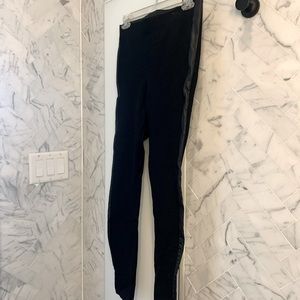 Zara Black Leggings with Pleather Stripe